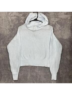 All in Motion Women's Knit Hoodie Sweater Light Blue Pullover Long Sleeve Size X